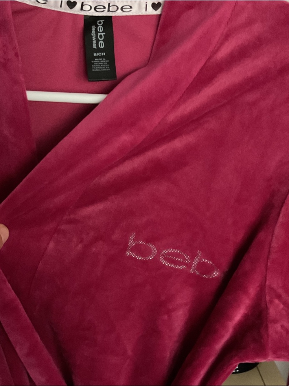 bebe Plush Wrap Robe in Deep Raspberry Pink - Picture 4 of 5